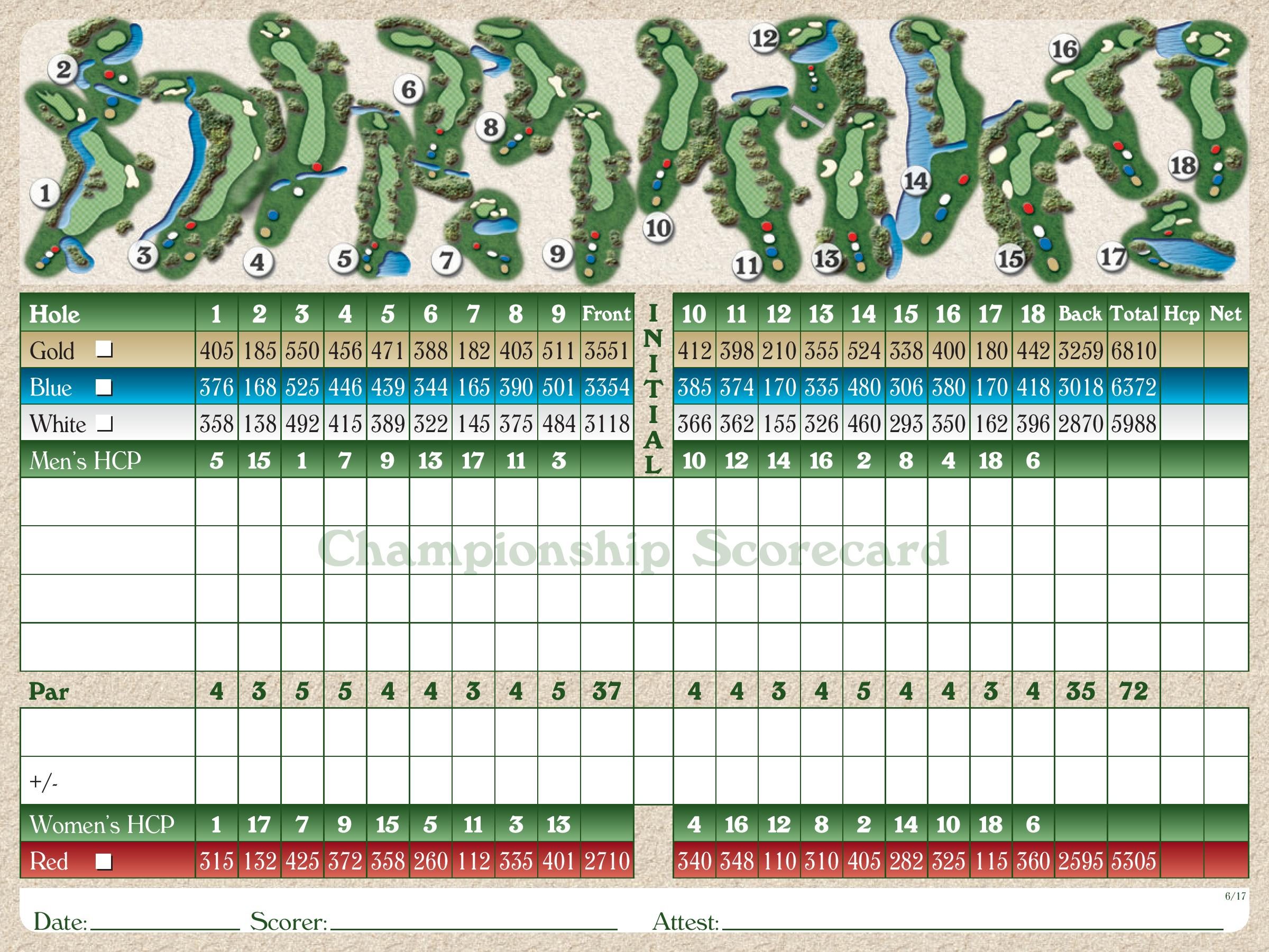 Scorecard Sugar Tree Golf Club