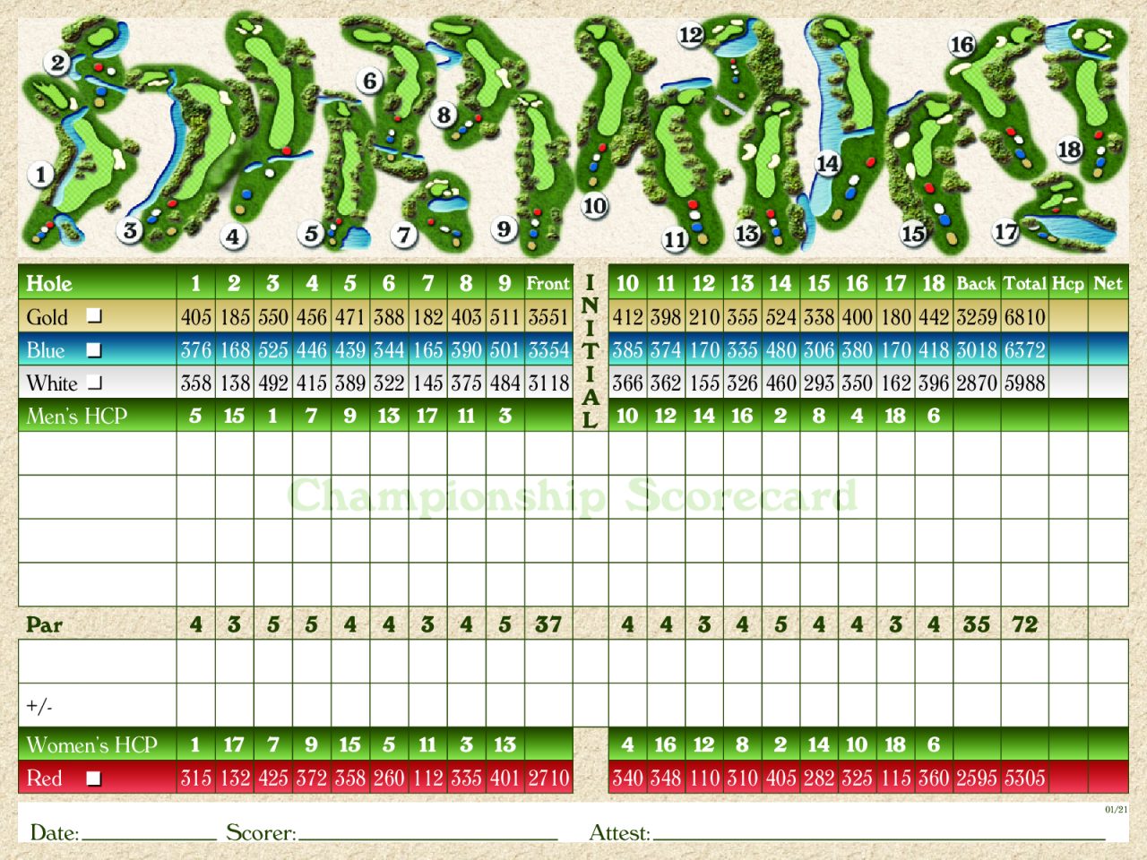 Scorecard Sugar Tree Golf Club